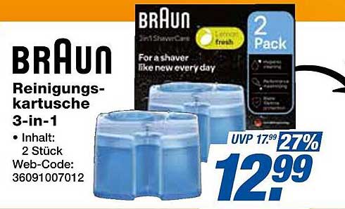 BRAUN Reinigungs-Kartusche 3-in-1, 2 Stück Packung
