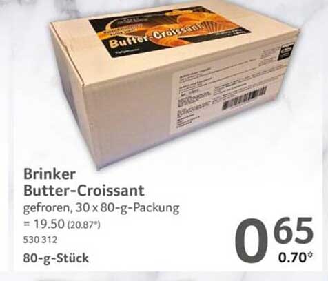Brinker Butter-Croissant, gefroren, 30 x 80-g-Packung