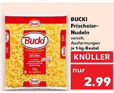 BUCKI Frischei-Nudeln - 1 kg Beutel für nur 2,99