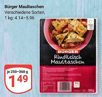 Bürger Maultaschen - Verschiedene Sorten