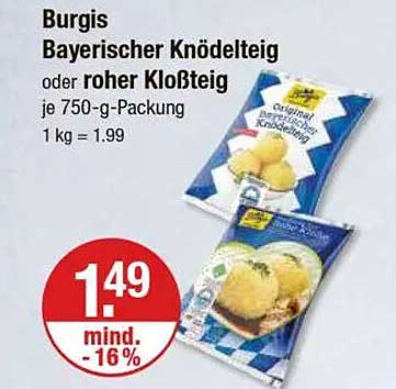 Burgis Bayerischer Knödelteig oder roher Kloßteig je 750-g-Packung