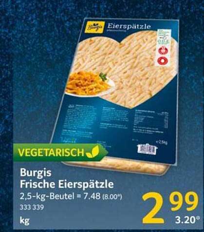 Burgis Frische Eierspätzle 2,5-kg-Beutel