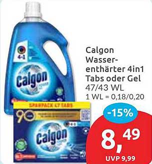 Calgon Wasserenthärter 4in1 Tabs oder Gel 47/43 WL