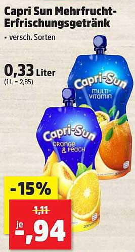Capri Sun Mehrfrucht-Erfrischungsgetränk - 0,33 Liter in verschiedenen Sorten