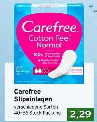 Carefree Slipeinlagen – verschiedene Sorten 40-56 Stück Packung