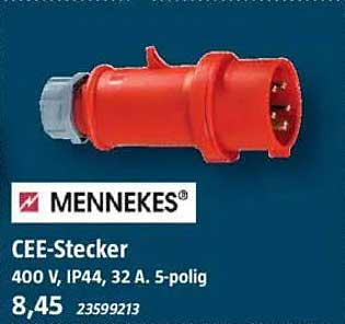CEE-Stecker 400 V, IP44, 32 A, 5-polig