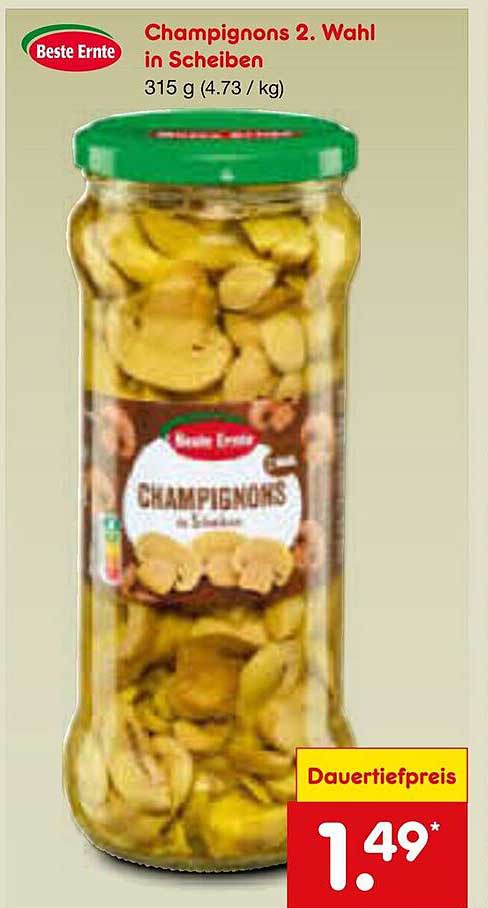 Champignons 2. Wahl in Scheiben