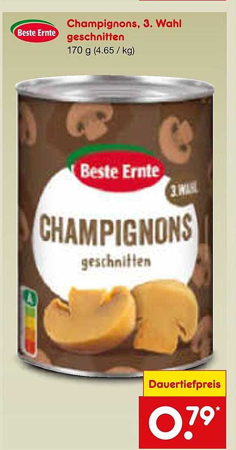Champignons, 3. Wahl, geschnitten - Beste Ernte