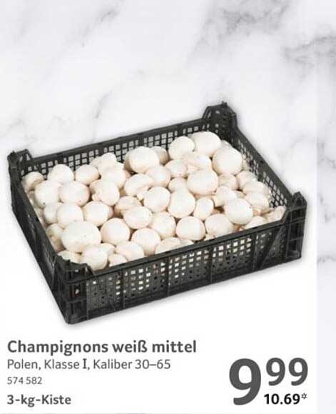 Champignons weiß mittel, 3-kg-Kiste