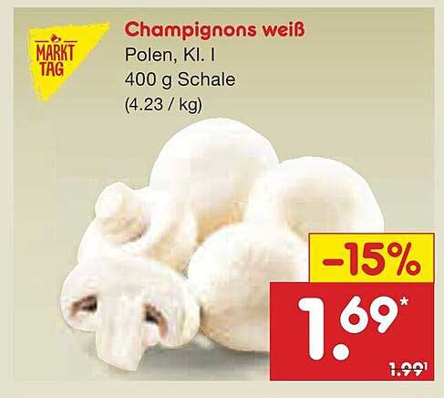 Champignons weiß Polen, Kl. I 400 g Schale