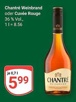 Chantré Weinbrand oder Cuvée Rouge 0,7 l für nur 5,99 €