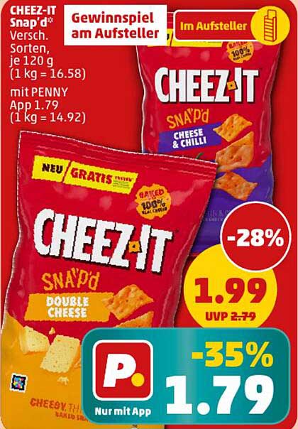 CHEEZ-IT Snap'd Versch. Sorten, je 120 g