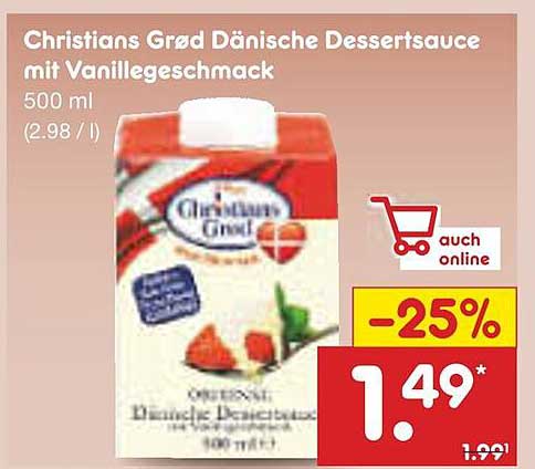 Christians Grød Dänische Dessertsoße mit Vanillegeschmack 500 ml