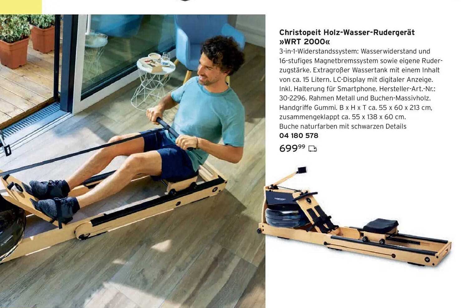 Christopeit Holz-Wasser-Rudergerät »WRT 2000«