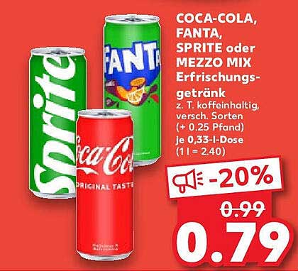 Coca-Cola, Fanta, Sprite oder Mezzo Mix Erfrischungsgetränk