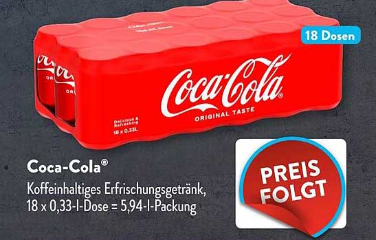 Coca-Cola Koffeinhaltiges Erfrischungsgetränk, 18 x 0,33-L-Dose