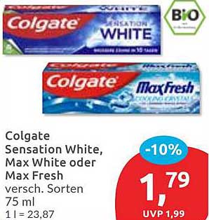 Colgate Sensation White, Max White oder Max Fresh – 75 ml