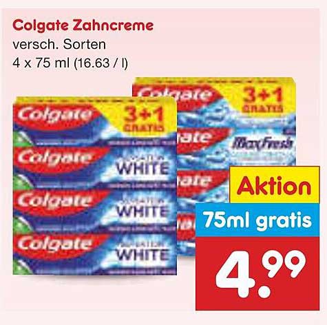 Colgate Zahnpasta 4 x 75 ml – Verschiedene Sorten