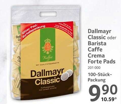 Dallmayr Classic oder Barista Caffe Crema Forte Pads 100 Stück