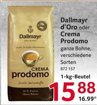 Dallmayr d'Oro oder Crema Prodomo - ganze Bohne, verschiedene Sorten
