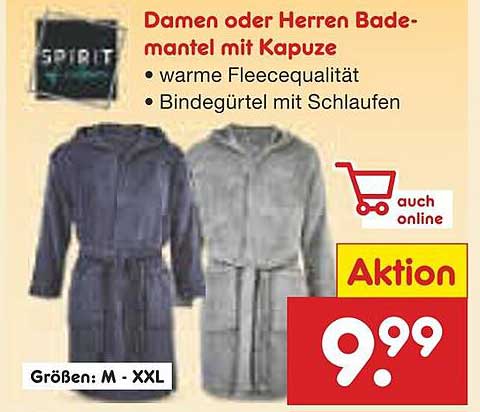 Damen oder Herren Bademantel mit Kapuze
