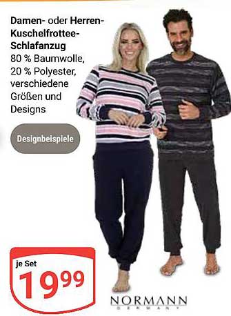 Damen- oder Herren-Kuschelfrottee-Schlafanzug