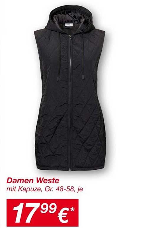 Damen Weste mit Kapuze, Gr. 48-58