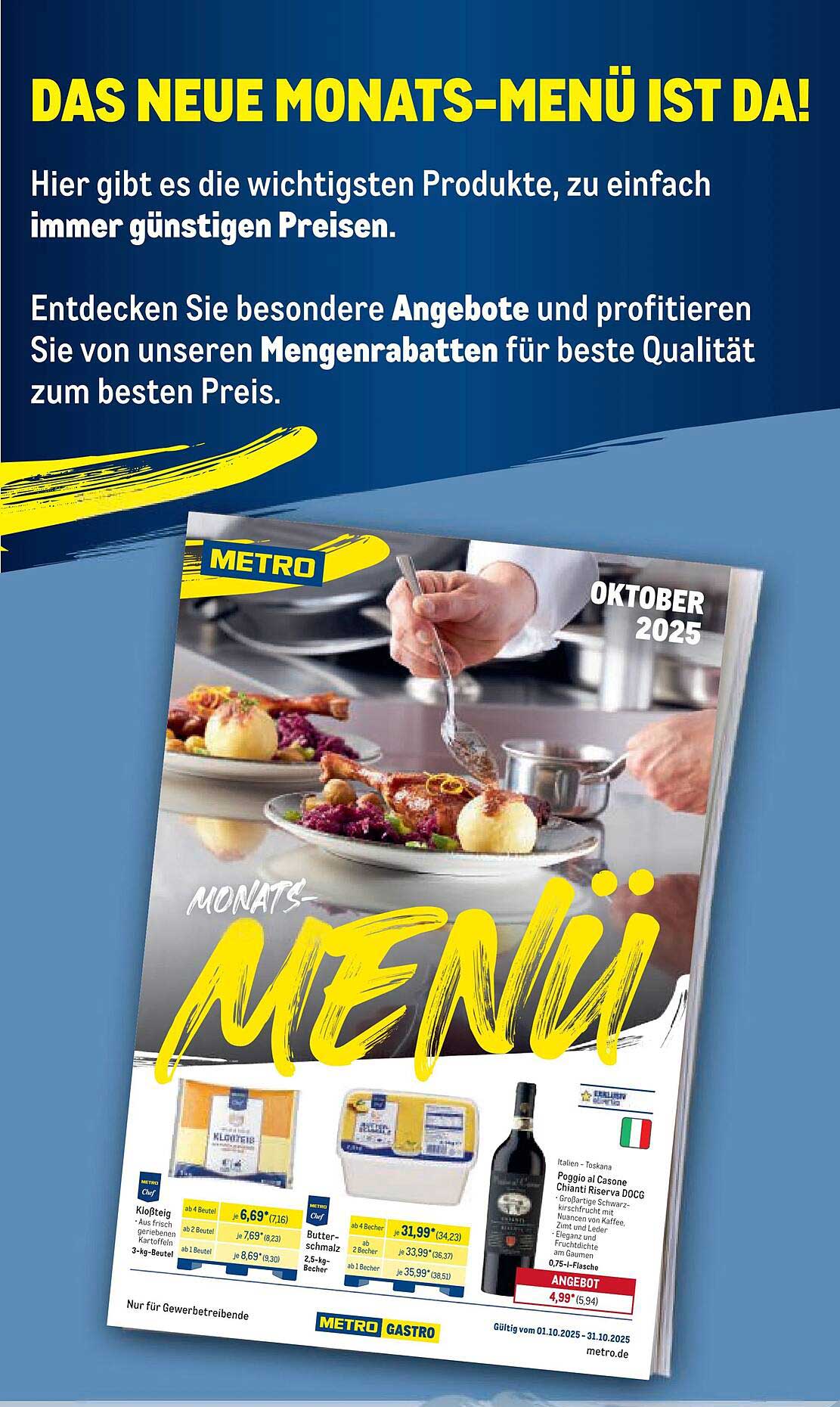 Das neue Monats-Menü: Besondere Angebote bei METRO entdecken!