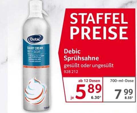 Debic Sprühsahne gesüßt oder ungesüßt