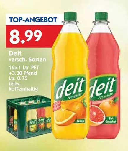 Deit versch. Sorten 12x1 Ltr. PET, teilw. koffeinhaltig