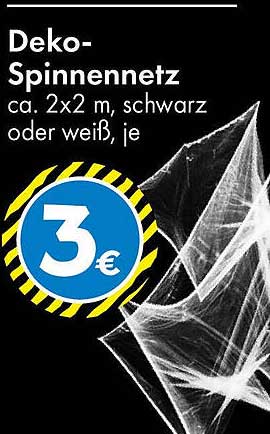Deko-Spinnennetz ca. 2x2 m, schwarz oder weiß, je