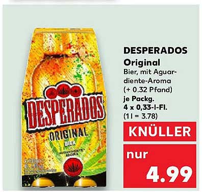 DESPERADOS Original Bier, mit Agavendiente-Aroma