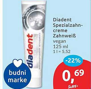 Diadent Spezialzahnpasta Zahnweiß vegan 125 ml