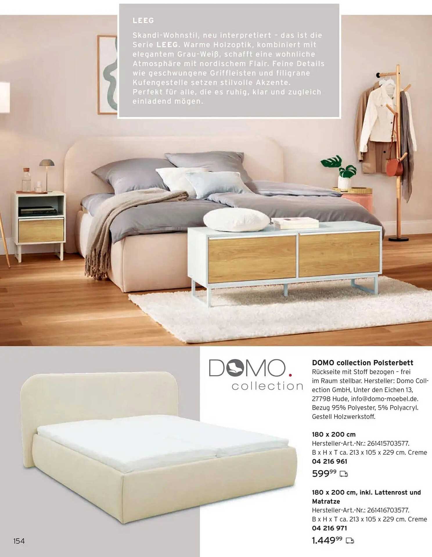 DOMO collection Polsterbett 180 x 200 cm