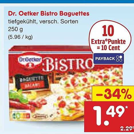 Dr. Oetker Bistro Baguettes, tiefgekühlt, verschiedene Sorten 250 g