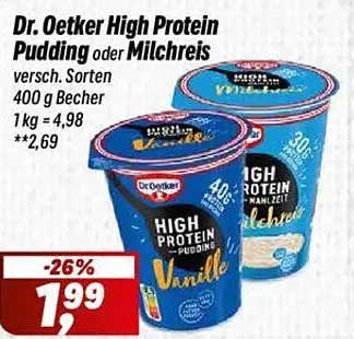 Dr. Oetker High Protein Pudding oder Milchreis - verschiedene Sorten