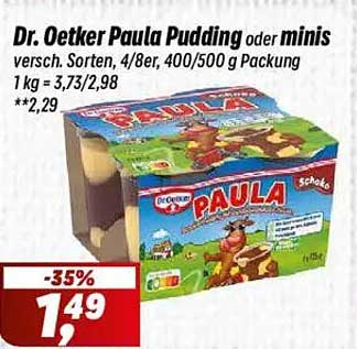 Dr. Oetker Paula Pudding oder minis - verschiedene Sorten