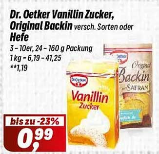 Dr. Oetker Vanillin Zucker, Original Backin versch. Sorten oder Hefe