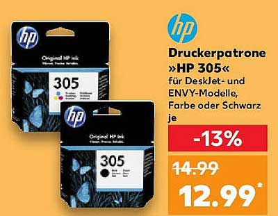 Druckerpatrone »HP 305« für DeskJet- und ENVY-Modelle, Farbe oder Schwarz je