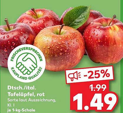 Dt. / ital. Tafeläpfel, rot, je 1-kg-Schale