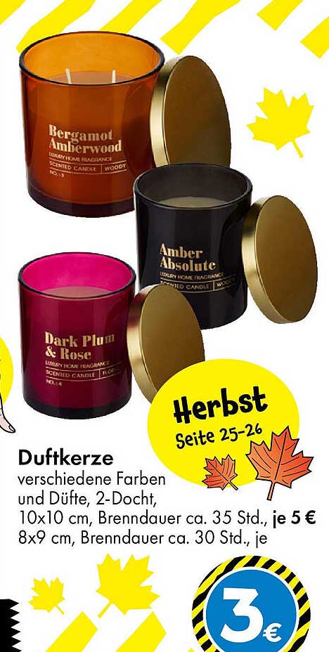 Duftkerze in verschiedenen Farben und Düften