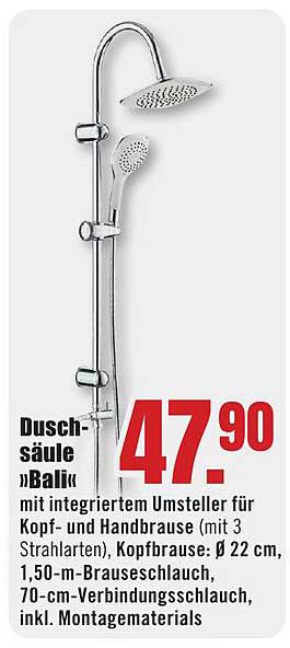 Duschsäule »Bali« mit integriertem Umsteller für Kopf- und Handbrause