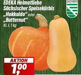 EDEKA Heimatliebe Sächsischer Speisekürbis "Hokkaido" oder "Butternut" - Aktion vom 06.10.2025 bis 11.10.2025