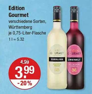 Edition Gourmet - Verschiedene Sorten, Württemberg, je 0,75-Liter-Flasche