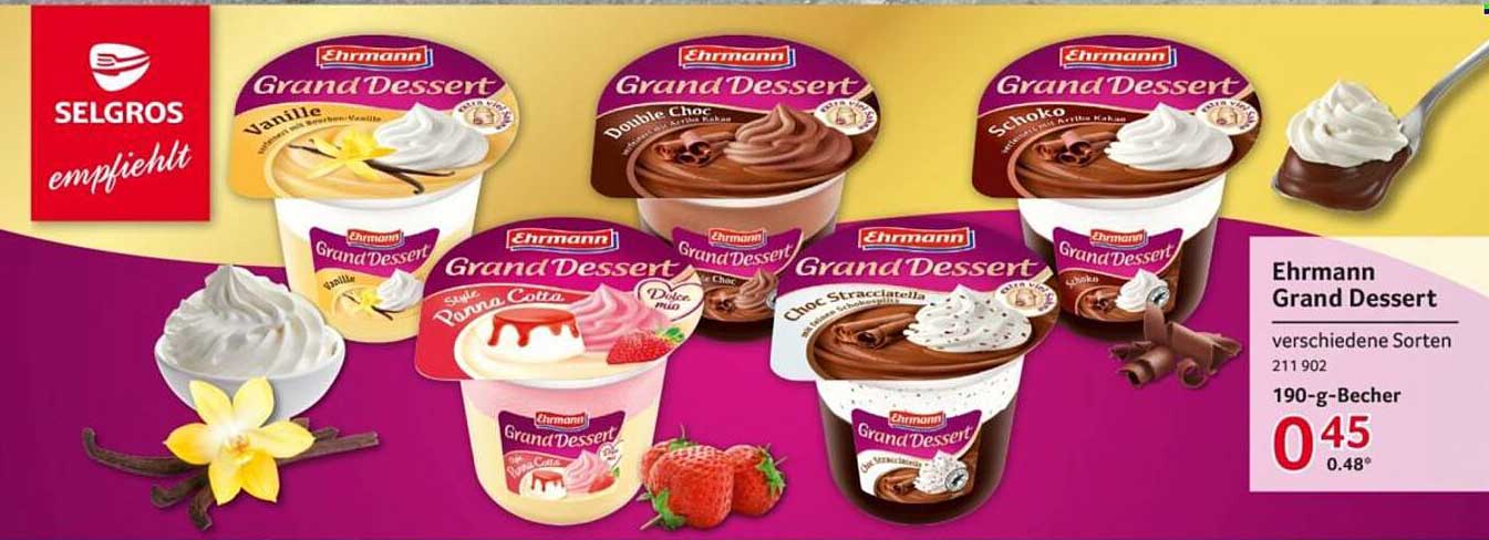 Ehrmann Grand Dessert - verschiedene Sorten, 190-g-Becher