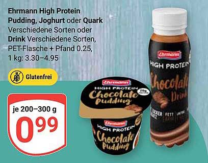 Ehrmann High Protein Pudding, Joghurt oder Quark
