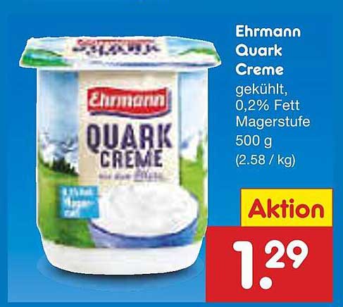 Ehrmann Quark Creme 500 g, 0,2% Fett
