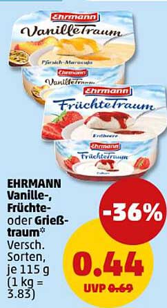 EHRMANN Vanille-, Früchte- oder Grießtraum - 115 g