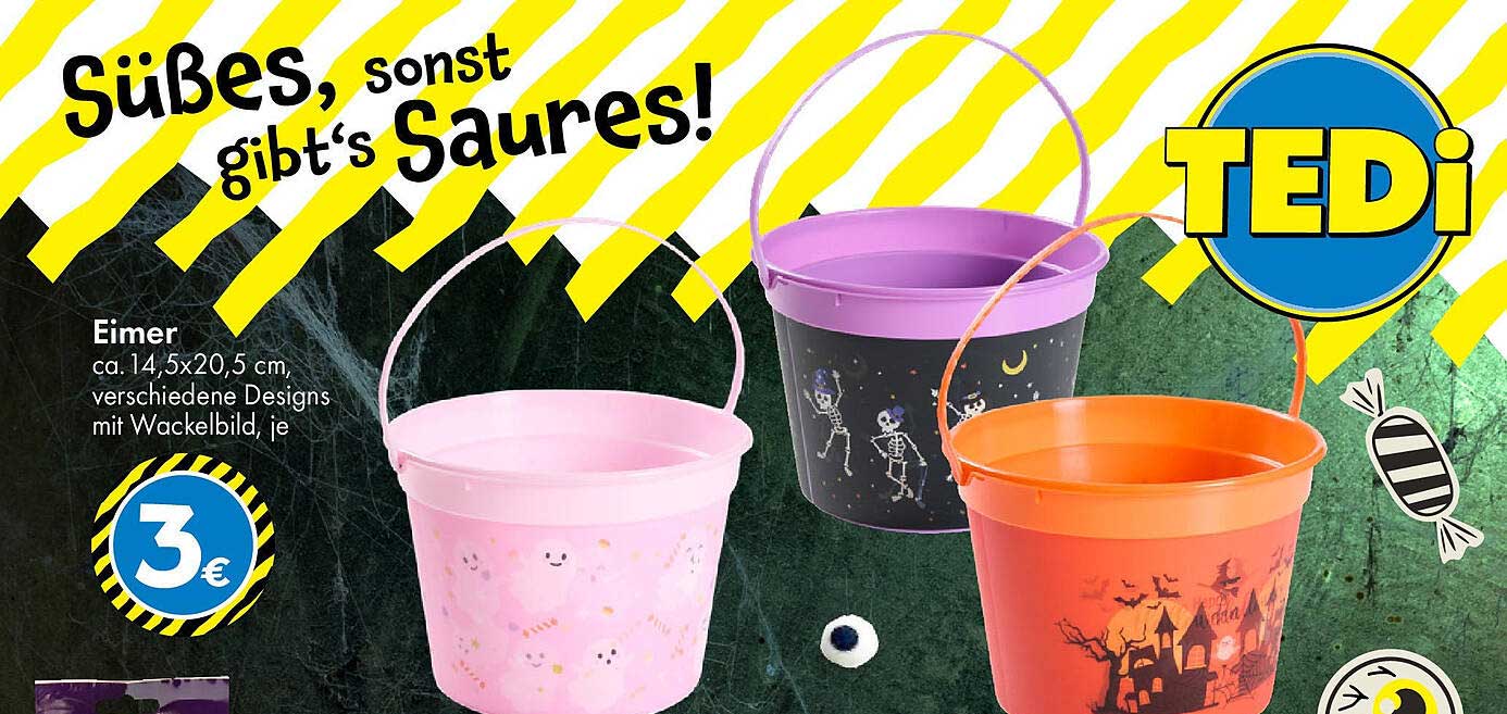 Eimer in verschiedenen Designs mit Wackelbild für nur 3 €