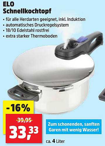 ELO Schnellkochtopf - für alle Herdarten geeignet, inkl. Induktion